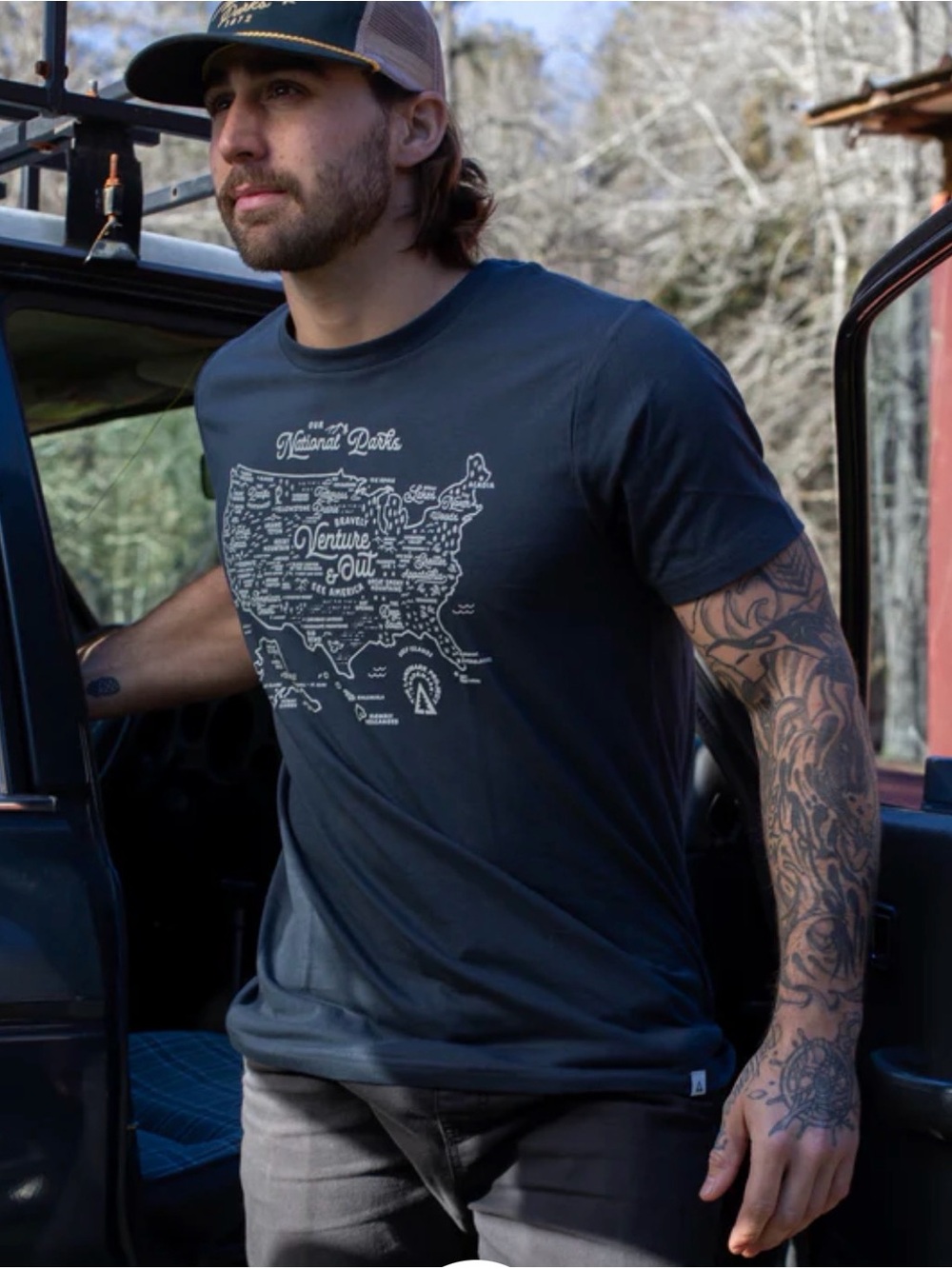 NPS Map Unisex Short Sleeve Tee Adventure Print organic cotton size L